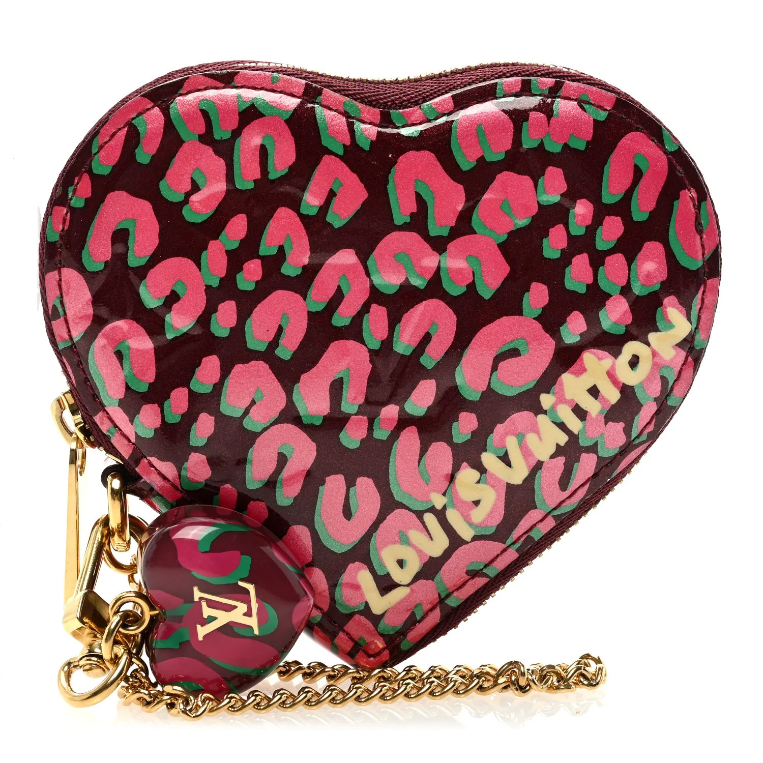 Vernis Leopard Coeur Heart Coin Purse Rouge Fauviste | FASHIONPHILE (US)