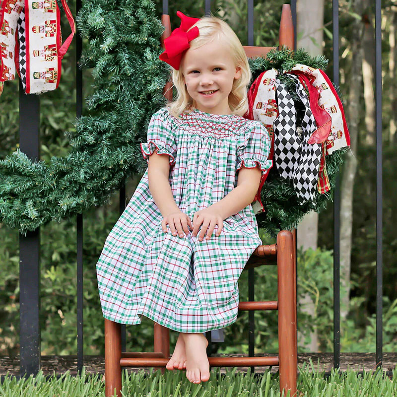 Windsor Plaid Smocked Bishop Dress | Classic Whimsy