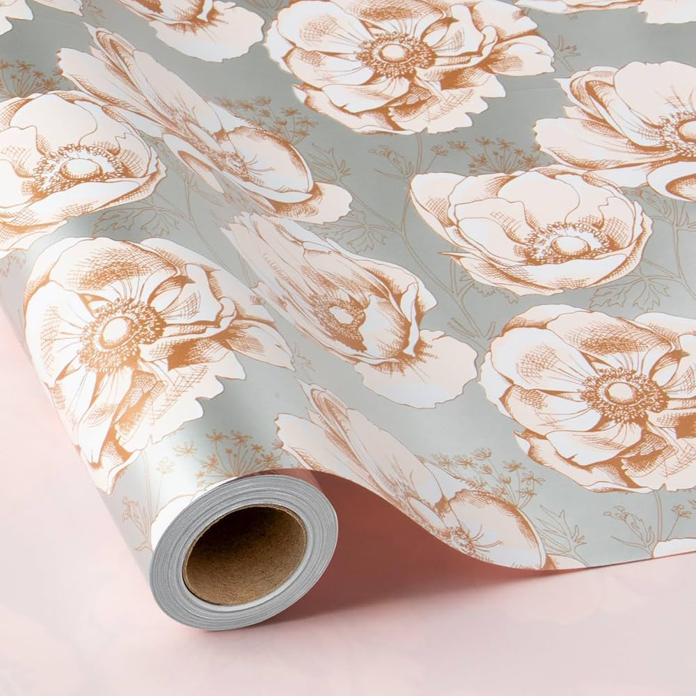 MAYPLUSS Floral Gift Wrapping Paper Roll - 17Inch x 33Feet - Luxury Elegant Shabby Chic Rose Patt... | Amazon (US)