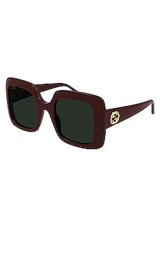 Gucci Acetate Square in Shiny Solid Wine Red from Revolve.com | Revolve Clothing (Global)