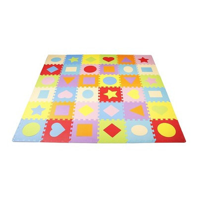 BalanceFrom 0.4 Inch Thick Large Non Slip Interlocking EVA Foam Shape Puzzle Home Floor Play Mat Set w/ Edges & 36 Tiles in 9 Colors, Covers 36 SqFt | Target