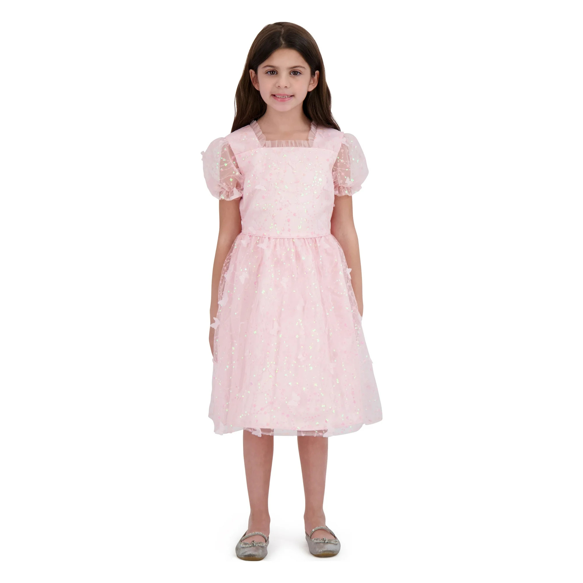 Kensie Girl Butterfly Puff Sleeve Special Occasion Dress, Sizes 4-16 | Walmart (US)
