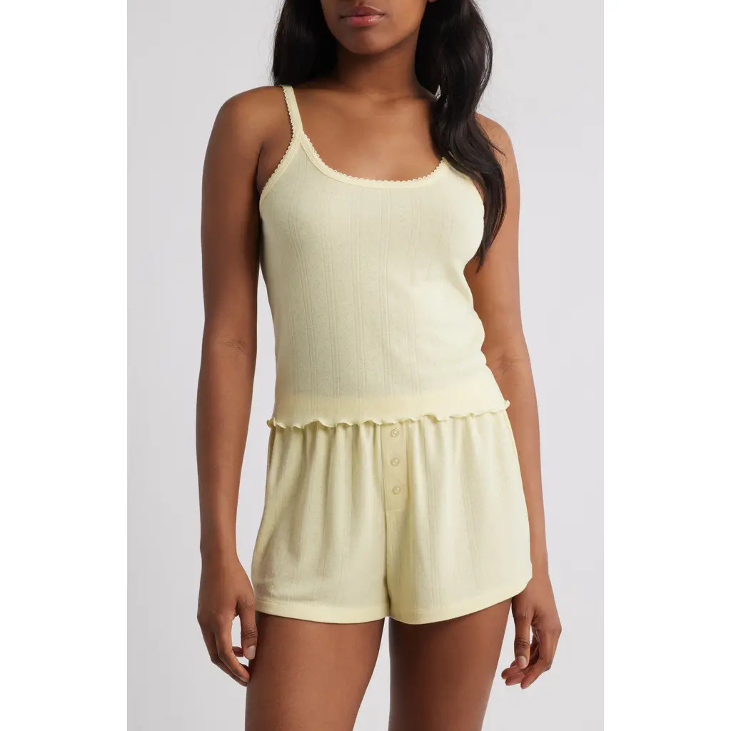Open Edit Pointelle Knit Short Pajamas in Yellow Pastel at Nordstrom, Size X-Small | Nordstrom