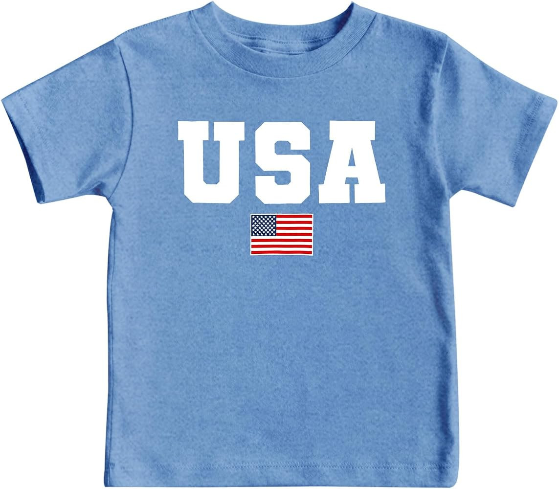 4th of July Shirts Toddler Boys Girls American Flag USA T-Shirt Kids Patriotic Tee Tops | Amazon (US)