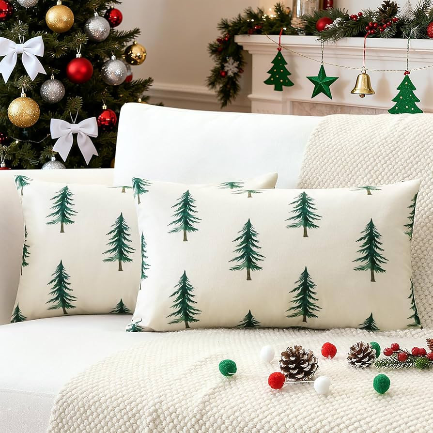 JOTOM Fundas de Cojín de Navidad 30x50 cm Juego de 2 Diseño de Árbol Fundas de Almohada de Inv... | Amazon (ES)