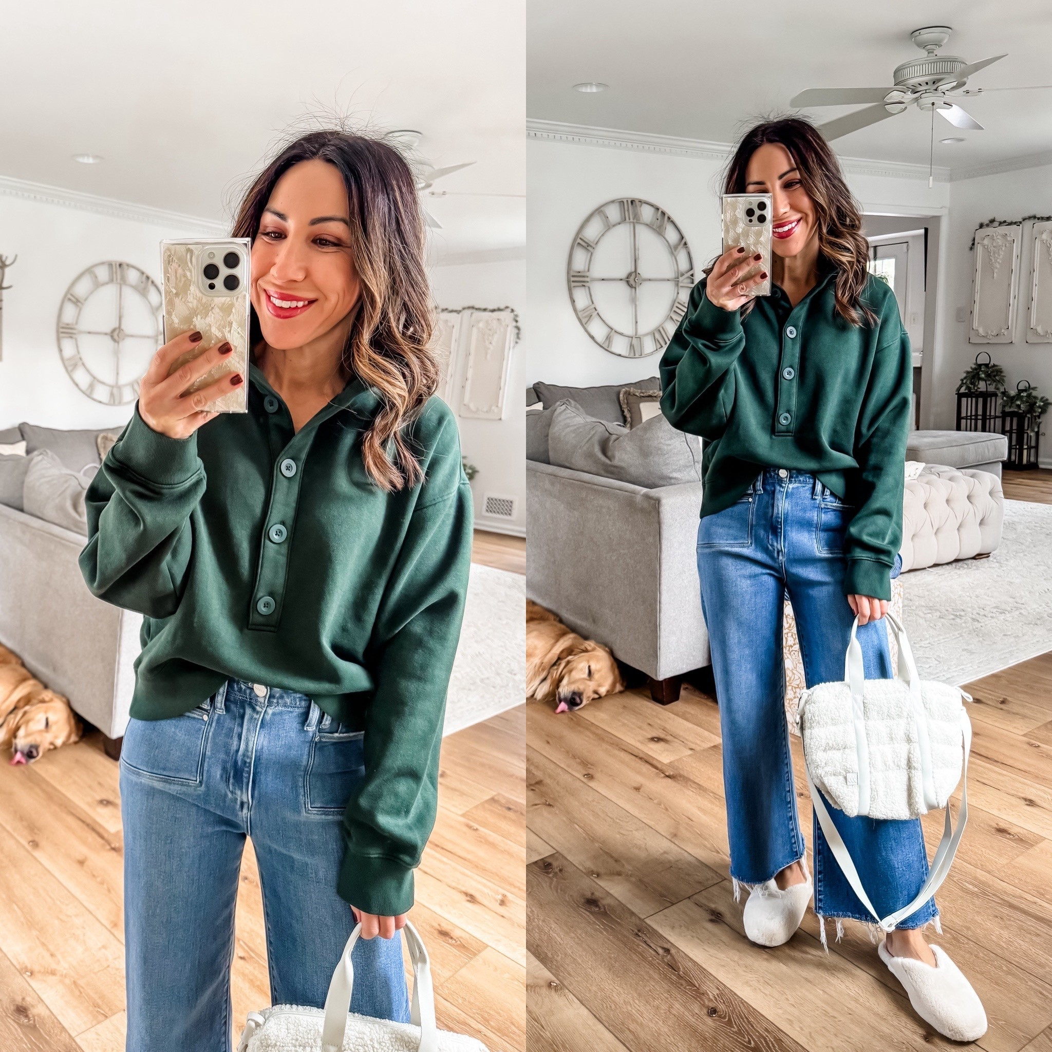 Small Henley sweatshirt, 25 jeans, shoes, TTS

#LTKFindsUnder100 #LTKOver40 #LTKFindsUnder50