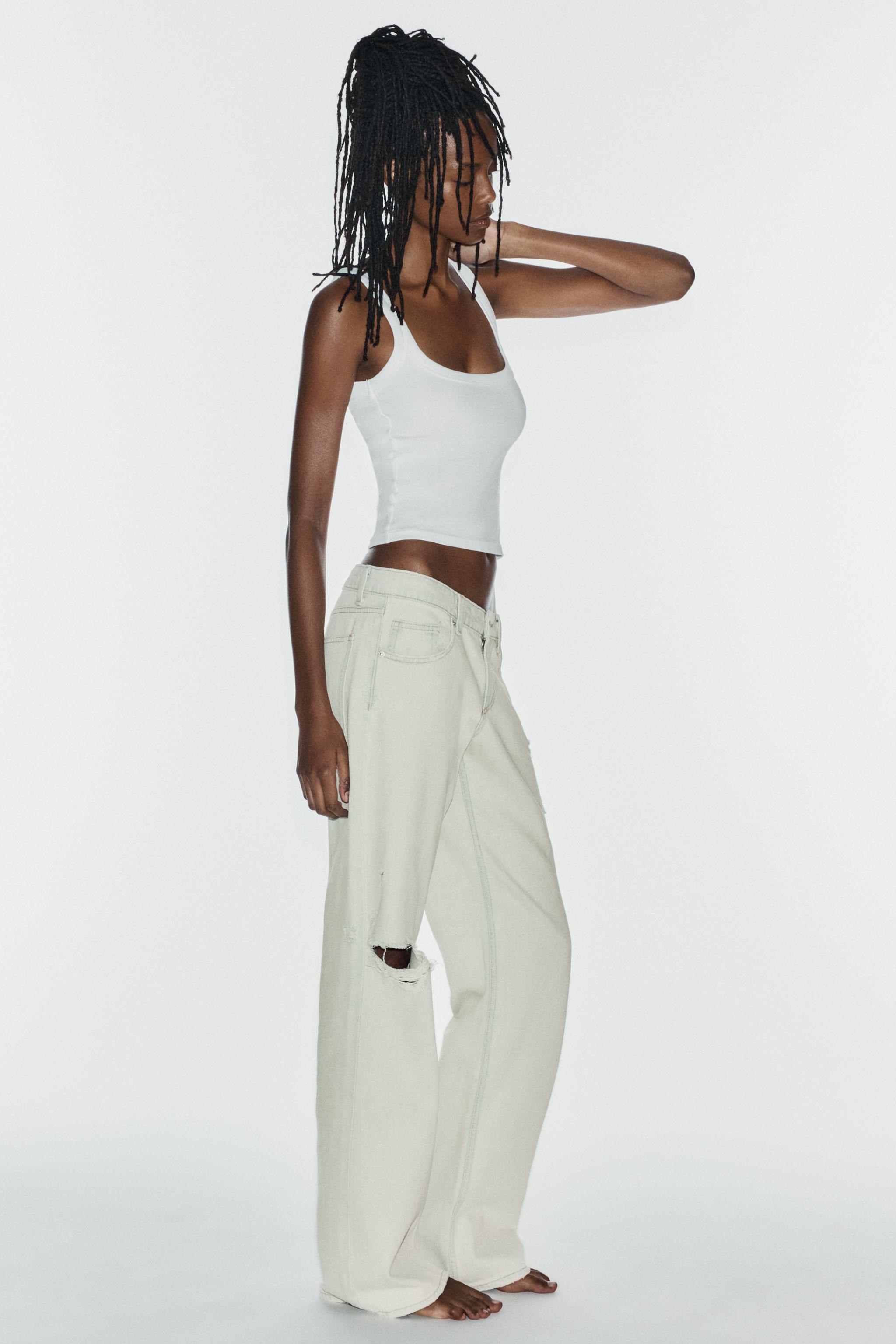 TRF DISTRESSED LOW-RISE WIDE-LEG JEANS | Zara US