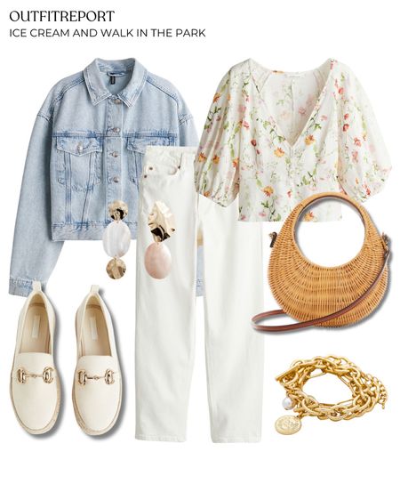 Denim jacket styling outfit white denim jeans floral croptop and shoes 

#LTKstyletip #LTKshoecrush #LTKitbag