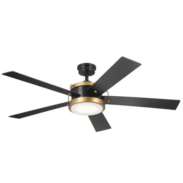 Kichler Lighting Salvo 56 inch Integrated LED Indoor Satin Black Ceiling Fan - Overstock - 362638... | Bed Bath & Beyond