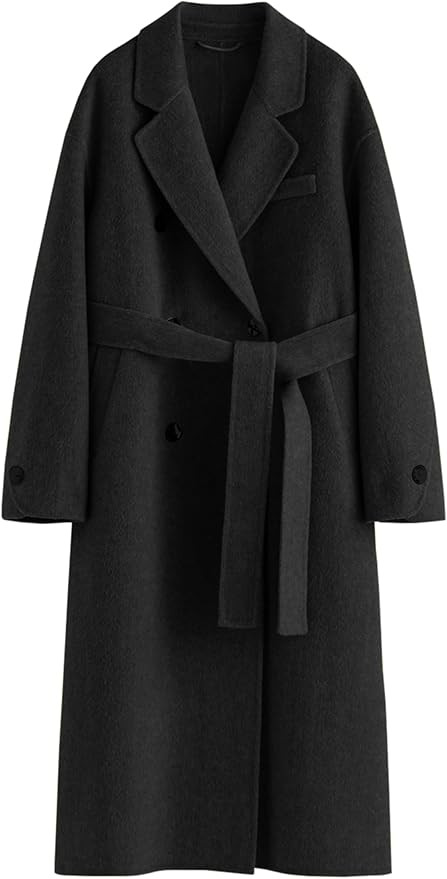Peaceglad Womens Pea Coats Fall Long Trench Coat Double Breasted Button Down Lapel Belted Peacoat | Amazon (US)