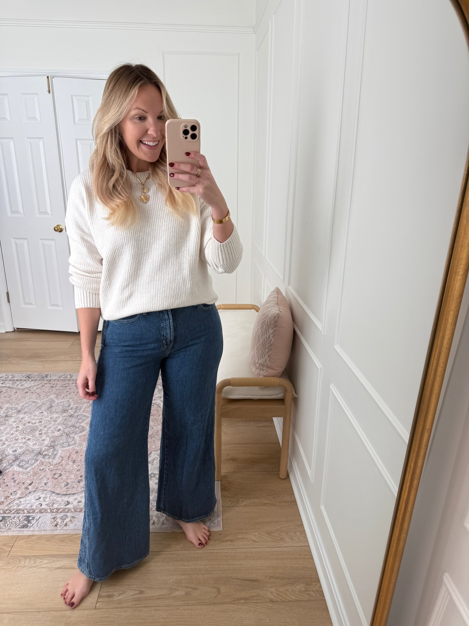 Soft sweater and classic dark jeans from old navy! Winter outfit - weekend outfit. Wearing a size 10 in jeans and med top 

#LTKmomlife #LTKSeasonal #LTKFindsUnder50