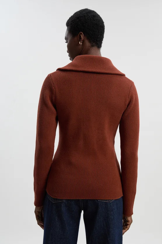 Cotton Zip Through Collar Knit Cardigan | Karen Millen UK + IE + DE + NL