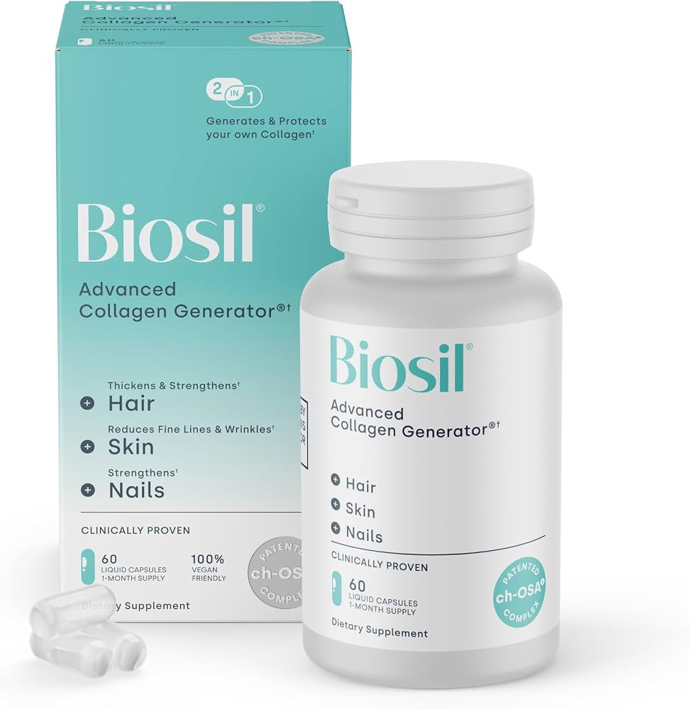 Biosil Collagen Booster Supplement - 60 Vegan Capsules - Patented ch-OSA Activator for Skin, Hair... | Amazon (US)