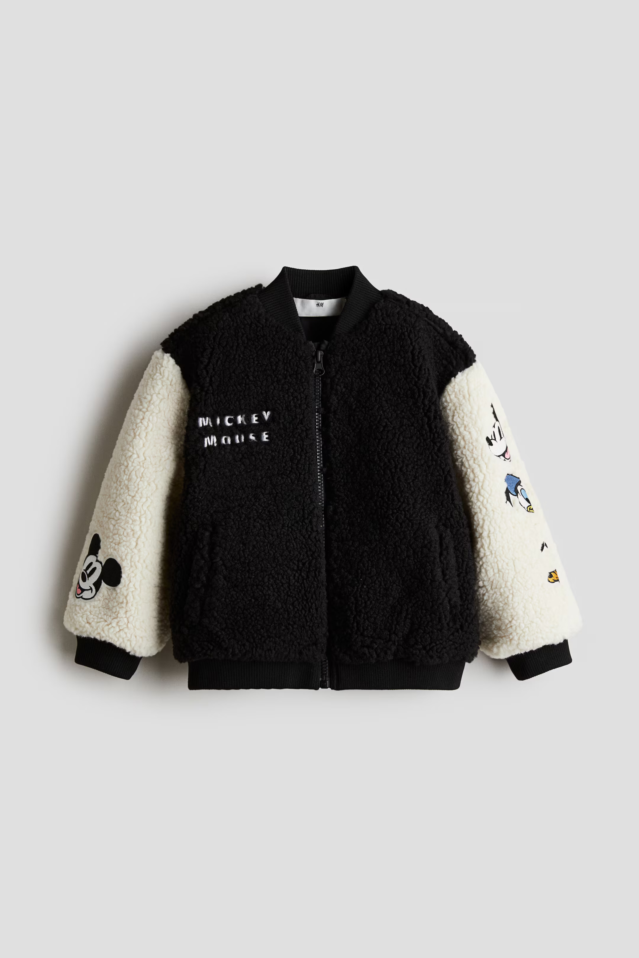 Teddy Fleece Bomber Jacket - Black/Mickey Mouse - Kids | H&M US | H&M (US + CA)