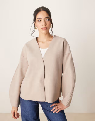Vila clean cropped lightweight jacket in natural melange | ASOS (Global)