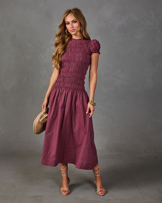 Western Belle Cotton Plaid Maxi Dress Burgundy / XS | VICI