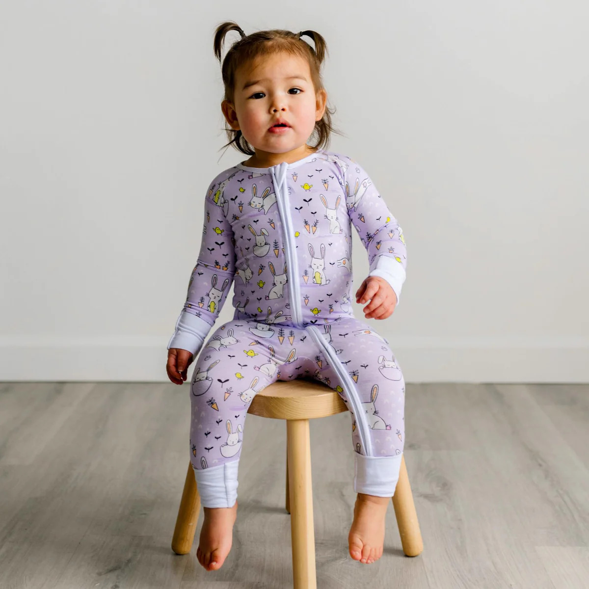 Lavender Bunnies Bamboo Viscose Zippy | Little Sleepies