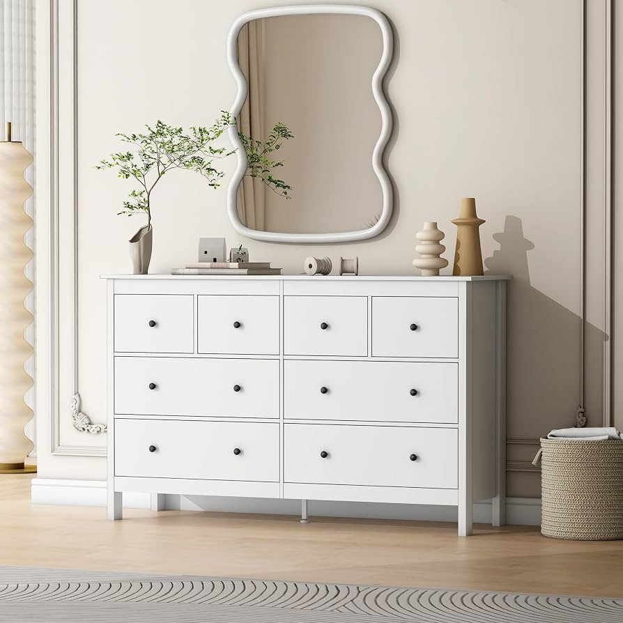 wanan 8 Drawer Dresser, 50" Modern White Dresser &Chests of Drawer, 8 Drawer Wide Dressers for Be... | Amazon (US)