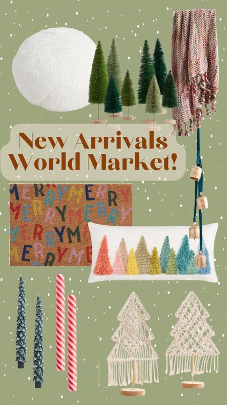 World Market Christmas finds - throw pillows - door mat - colorful Christmas - taper candles - bottle brush trees - snowball - boho Christmas - global eclectic Christmas - holiday home decor

#LTKSeasonal #LTKhome #LTKHoliday