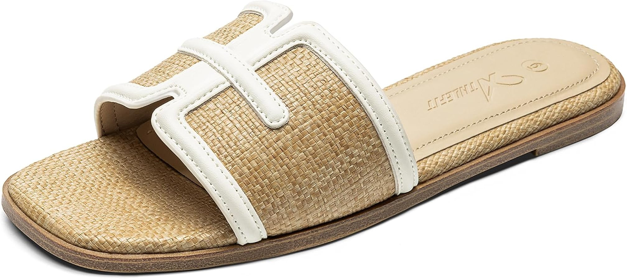 Athlefit Flat Sandals for Women Dressy Summer Square Open Toe Comfortable Slip On Beach Slide San... | Amazon (US)