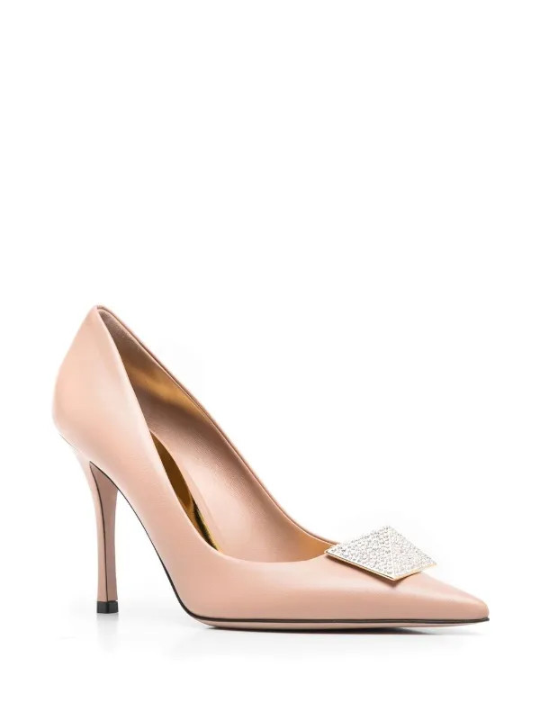Valentino Garavani One Stud 100mm crystal-embellished Pumps - Farfetch | Farfetch Global