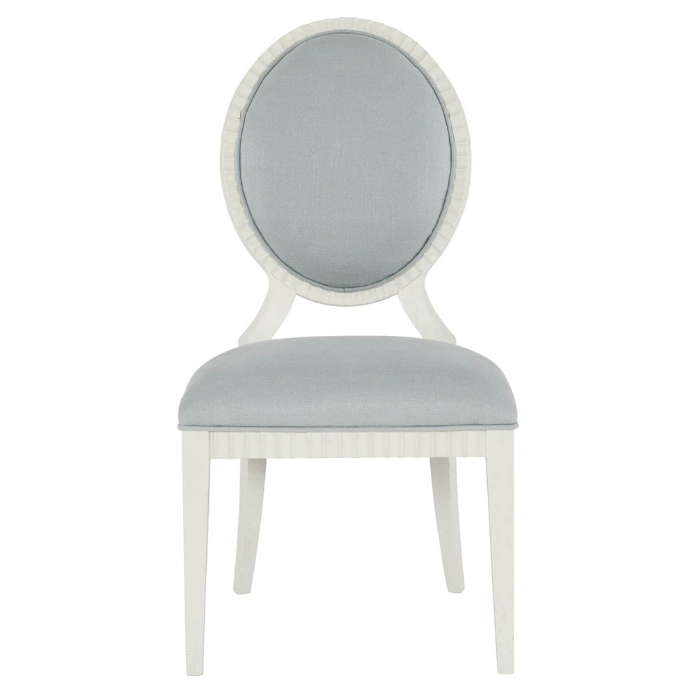Calista French Country Light Blue Performance White Wood Dining Chair | Kathy Kuo Home