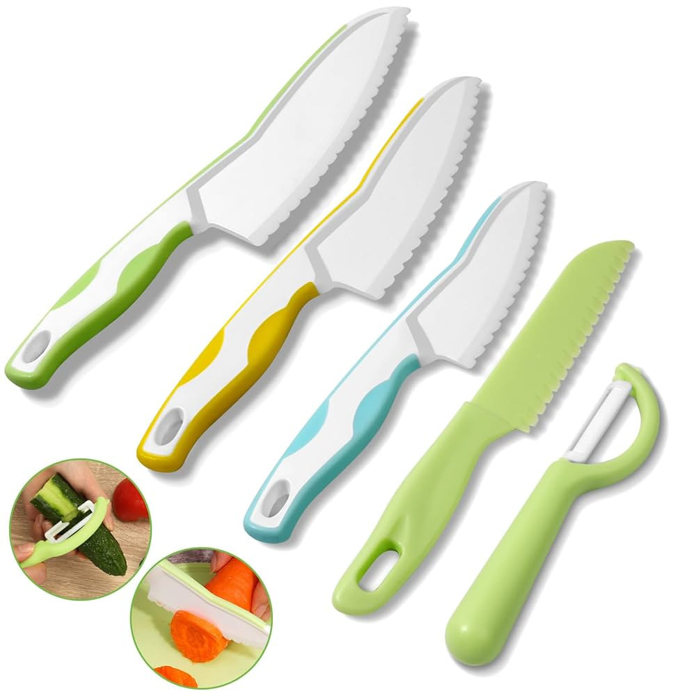Kindermesser 5-teiliges Kinder-Küchenmesser-Set zum Schneiden und Kochen von Obst oder Gemüse f... | Amazon (DE)