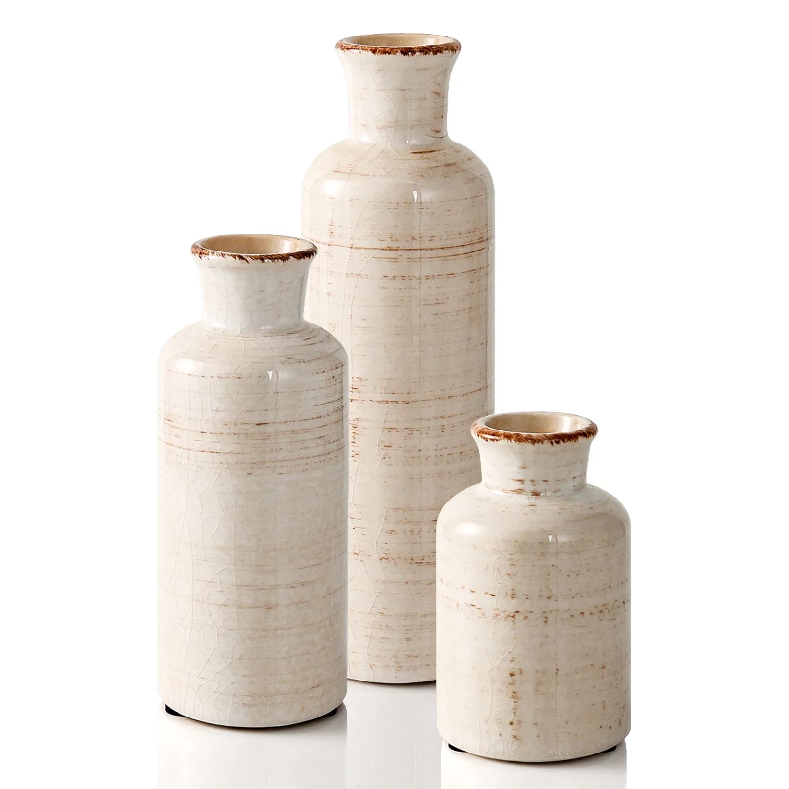 EDIMENS Ceramic Vase for Home Decoration, Set of 3 Large Small Flowers Vase for Floor, Modern Flo... | Walmart (US)