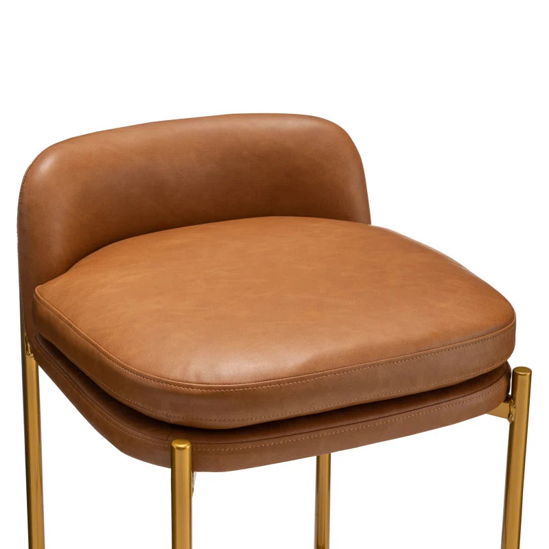 Sykesville Modern Mid-Back Counter Stool - Faux Leather | Wayfair North America