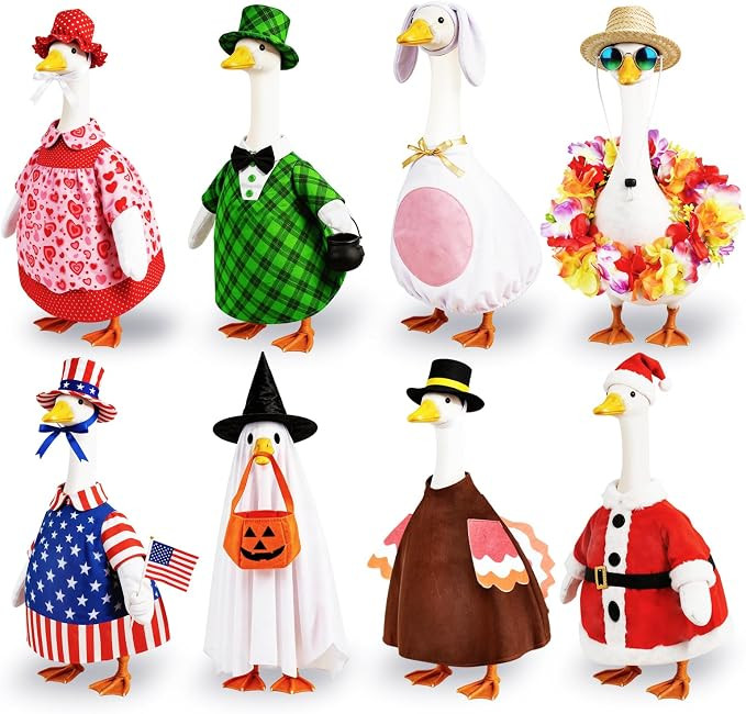 8 Set Porch Goose Outfits Holiday Goose Clothes - Valentine St. Patrick Easter Summer 4th of July... | Amazon (US)