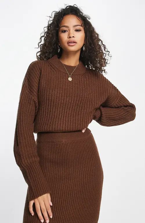 ASOS DESIGN Tie Back Rib Knit Sweater in Brown at Nordstrom, Size 2 Us | Nordstrom