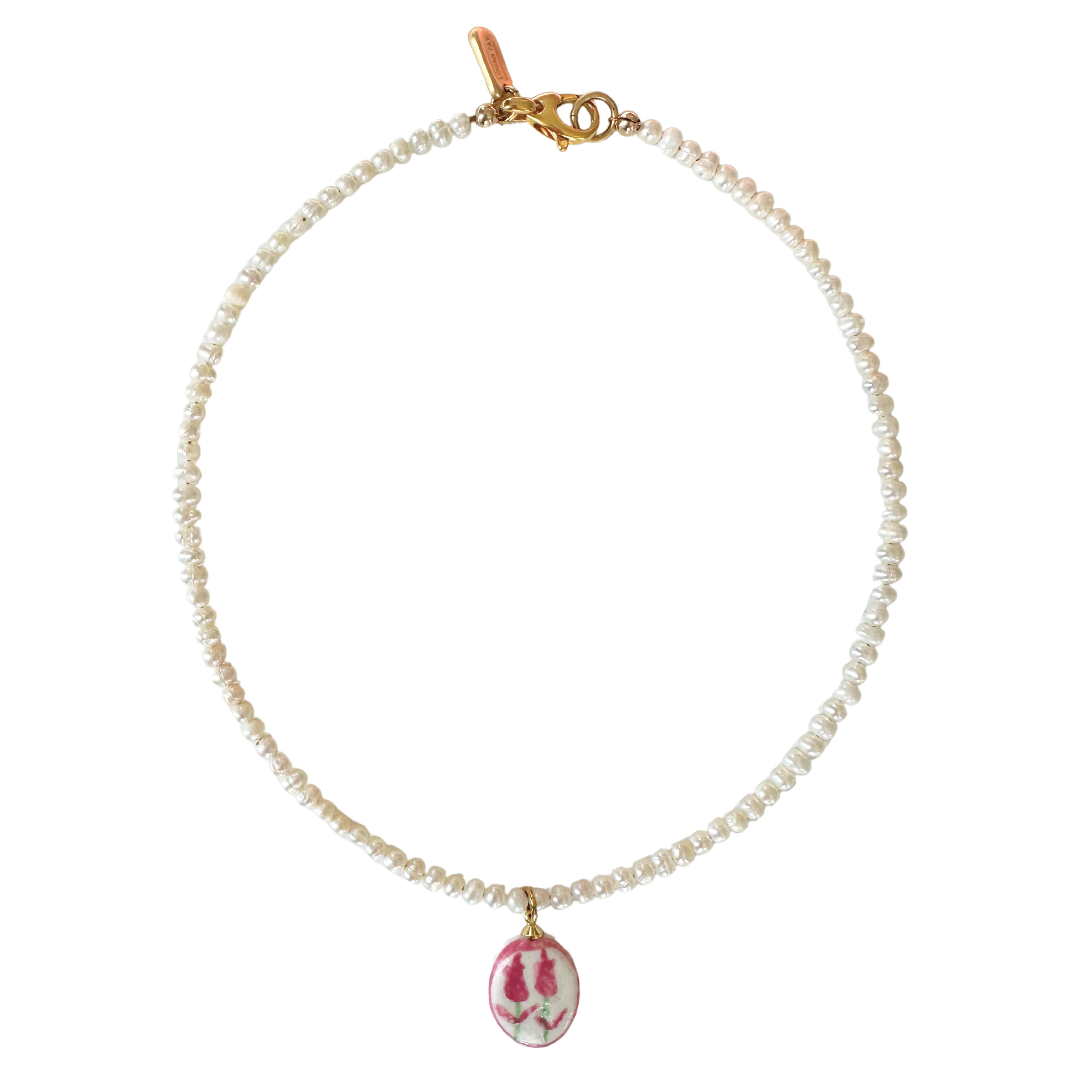 Rose Pendant Pearl Necklace | Logan Tay