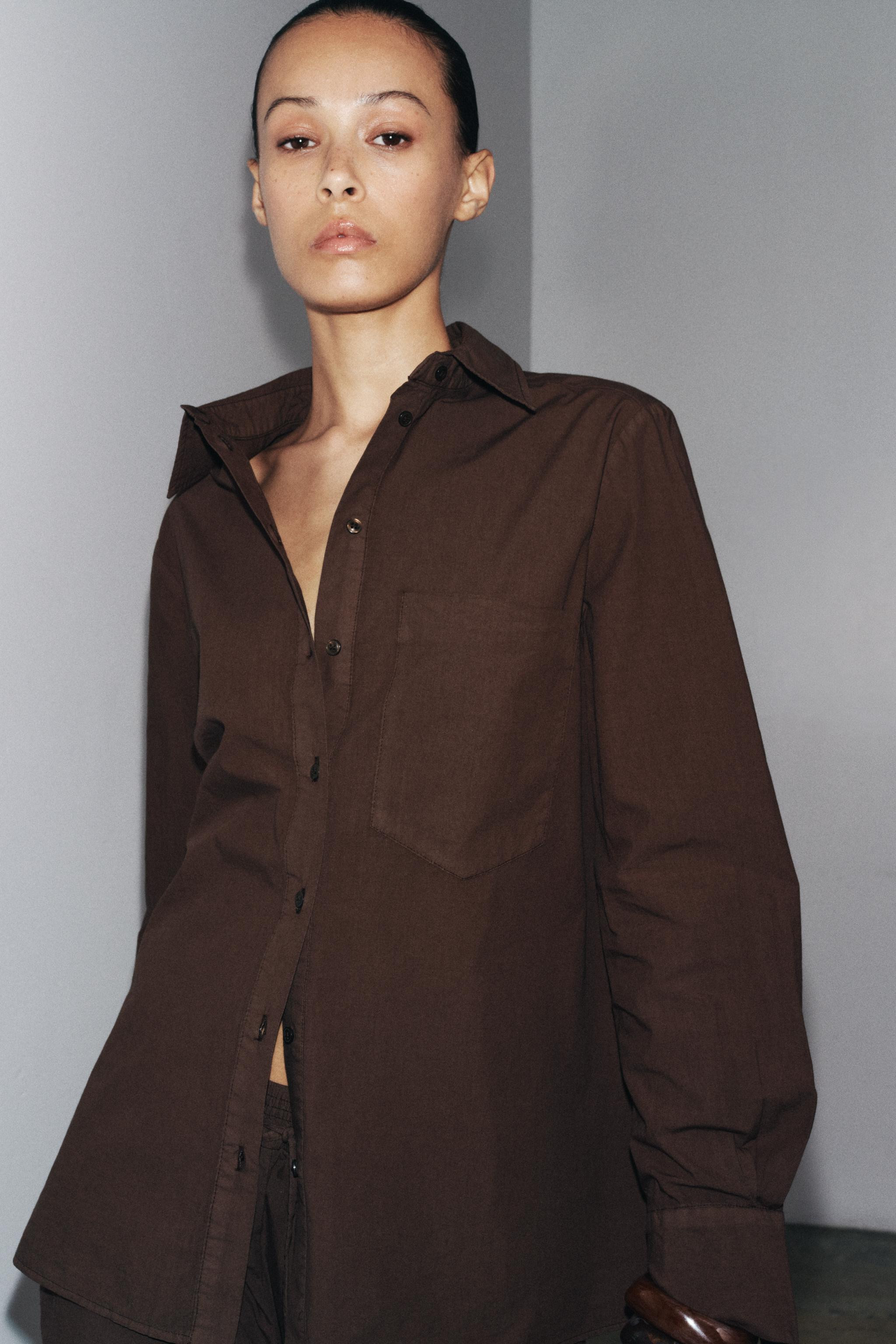 ZW COLLECTION POPLIN SHIRT WITH POCKET | Zara US