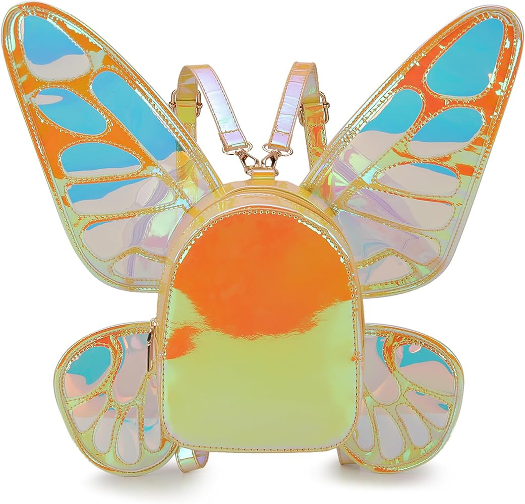 Amazon.com | ENJOININ Women's Laser Holographic Backpack Butterfly Angel Wings Casual Daypack Sho... | Amazon (US)