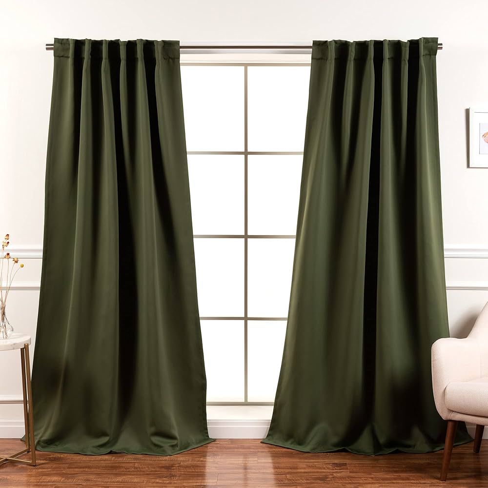 Best Home Fashion Premium Blackout Curtain Panels - Solid Thermal Insulated Window Treatment Blac... | Amazon (US)