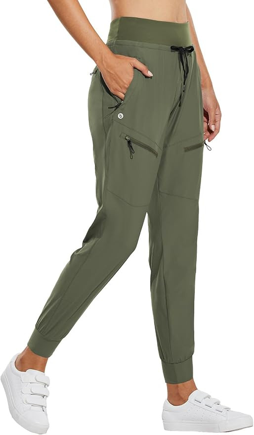 baleaf Women's Joggers Lightweight Hiking Pants High Waist 5 Zipper Pockets Quick Dry Travel Athl... | Amazon (US)