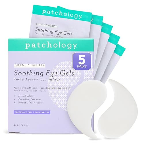 Patchology Skin Remedy Soothing Eye Gels – Ultra-Soft Hydrogel Undereye Masks with Ectoin, Ceramides & Botanical Blend – Hydrate, Revive & Refresh Puffy & Tired Eyes – For All Skin Types (5 Pack) | Amazon (US)