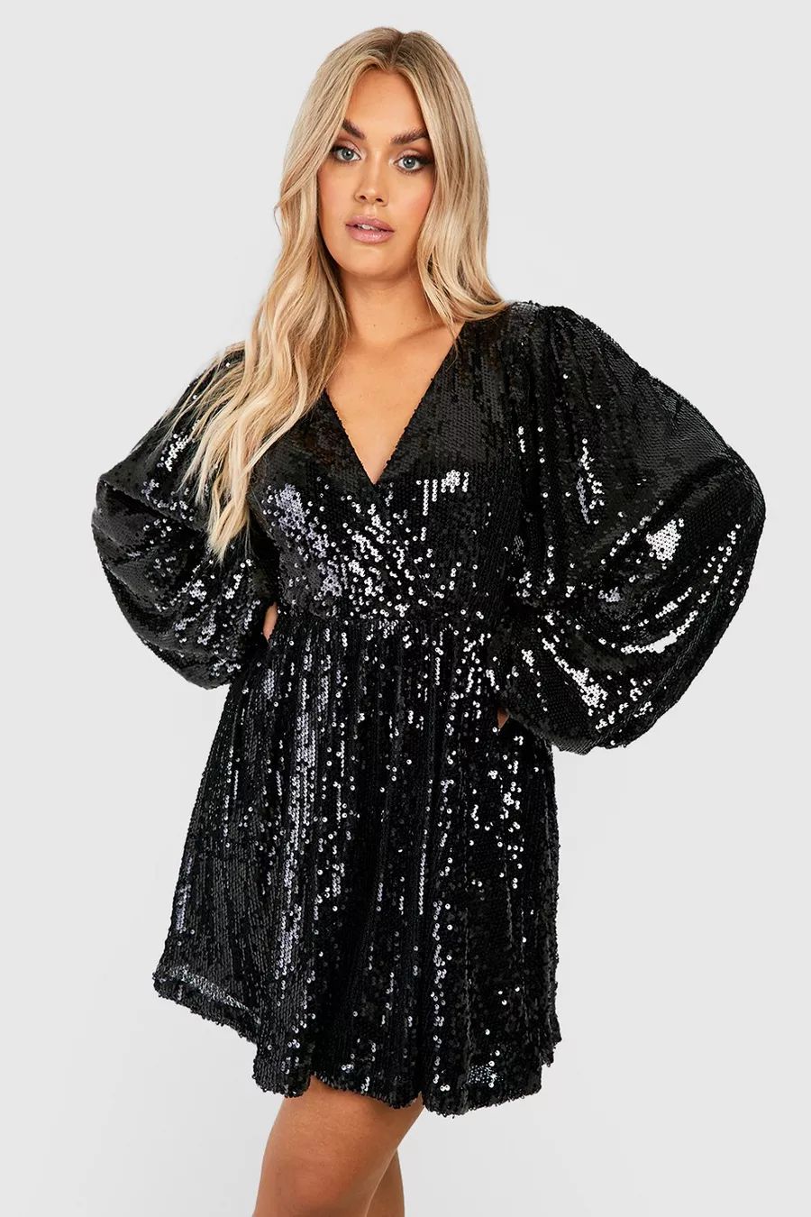 Plus Iridescent Extreme Blouson Skater Dress | Boohoo.com (US & CA)