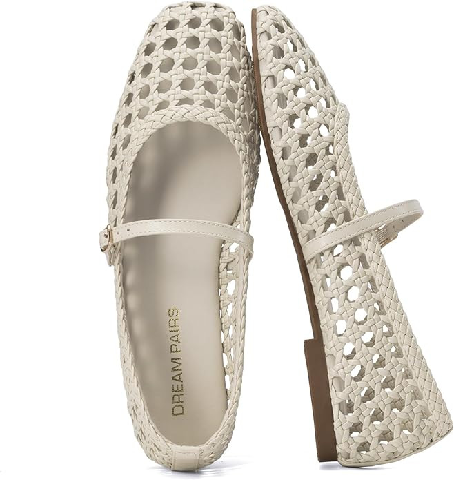 DREAM PAIRS Woven Ballet Mary Jane Flats for Women Dressy Comfortable Square Toe Ballerina Flats ... | Amazon (US)