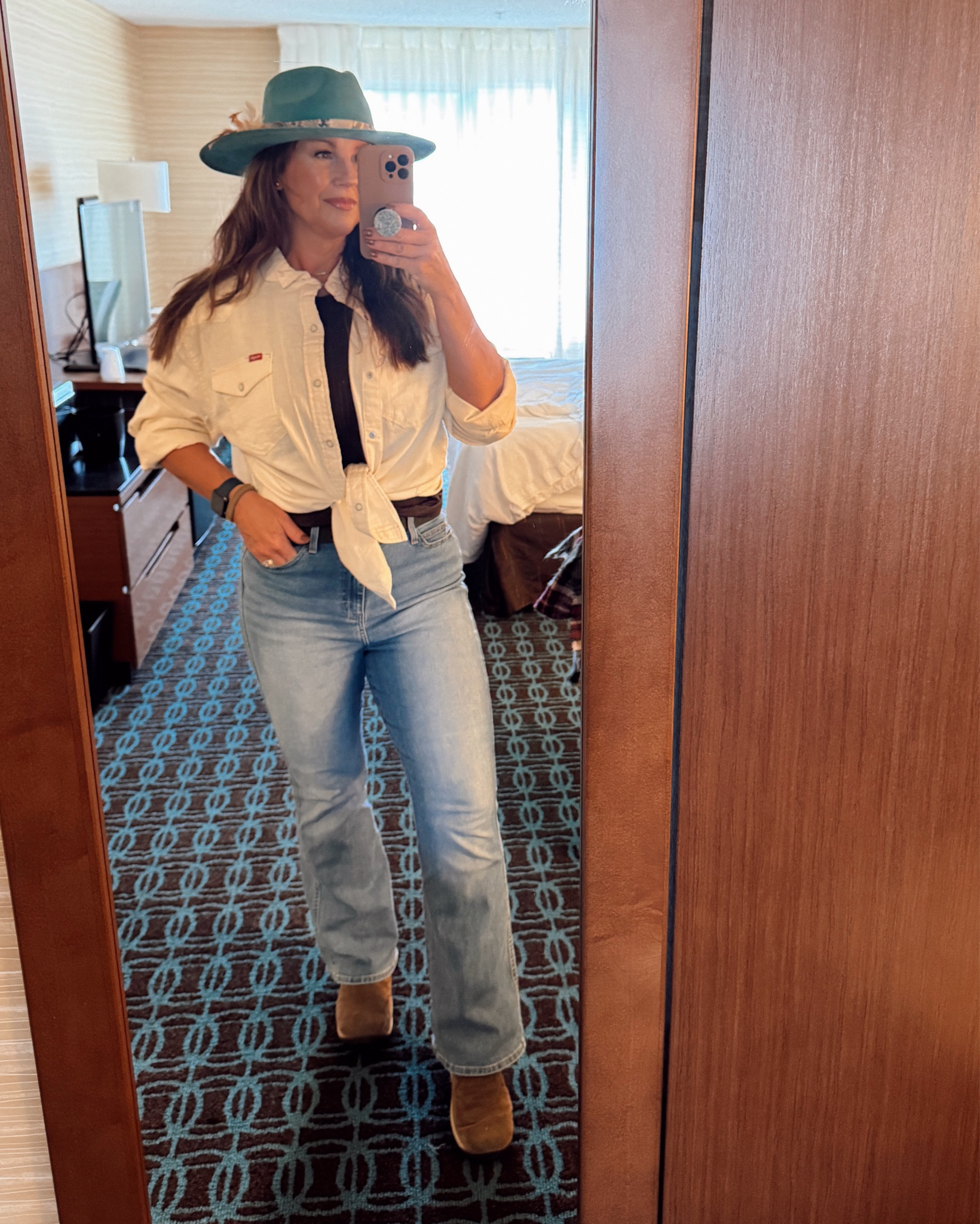 Colorado fall festival outfit: wearing size large in button up for oversized look, large in top, 12 in jeans, shoes TTS 

Hat is from F.M. Light & Sons in Steamboat Springs, CO 

#rachealbrush western style, wrangler, fall style, boho style, merrell, Levi, felt fedora 

#LTKSeasonal #LTKStyleTip #LTKMidsize