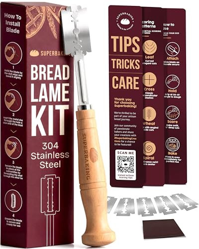 Superbaking Bread Lame - Sourdough Scoring Tool with 5 Extra Blades - Baking Supplies for Home Bakers - Sourdough Razor Scorer - Bread Making Tools - Gift for Bakers - Classic Ergonomic Wooden Handle | Amazon (US)