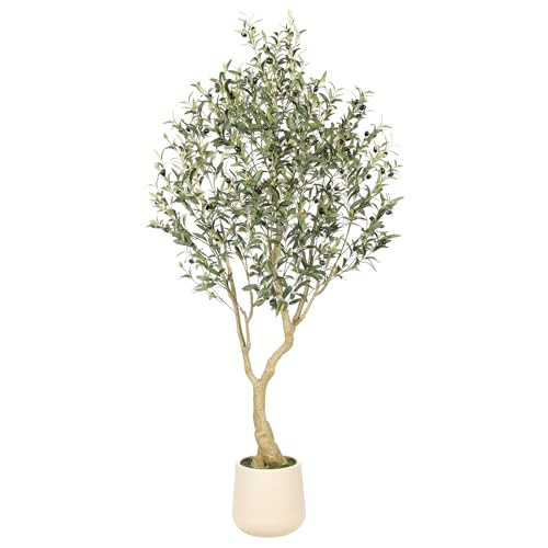 Realead 6ft Artificial Olive Tree with Tall Exquisite Planter - Realistic Faux Olive Tree with Thick Trunk and Lifelike Fruits - Large Fake Olive Tree for Home Office Decor | Amazon (US)