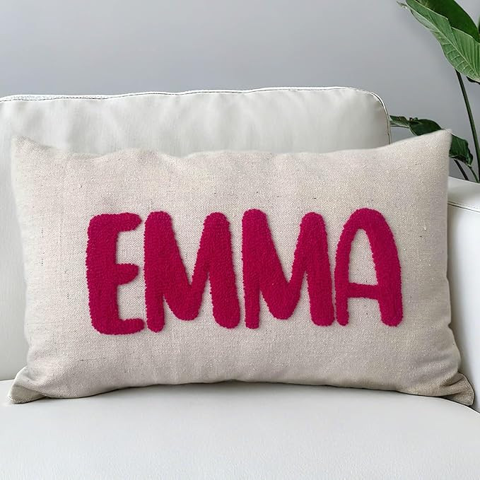 Custom Embroidered Name Lumbar Pillow Cover, Personalized Monogrammed Linen Pillows Case for Sofa... | Amazon (US)