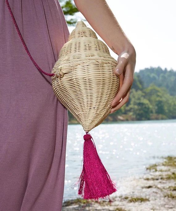 Conch Shell Rattan Summer Beach Bag | Etsy | Etsy (US)