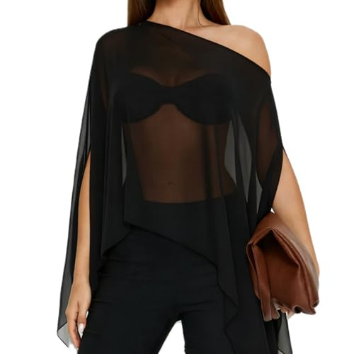 Sheer Poncho for Women, Mesh See Through Shawl Top | Amazon (US)