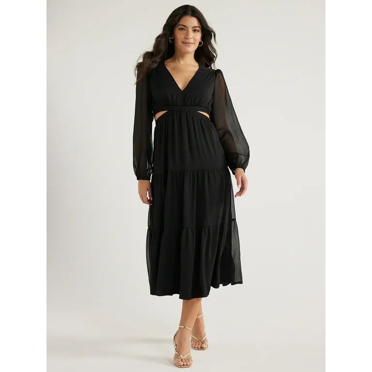 Sofia Jeans Women's and Women's Plus  Cutout Maxi Dress with Long Sleeves,  Sizes XS-5X - Walmart... | Walmart (US)