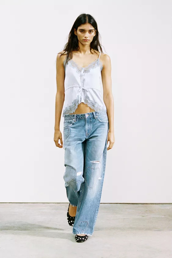 MID-RISE TRF BOYFRIEND JEANS WITH HEARTS | Zara US