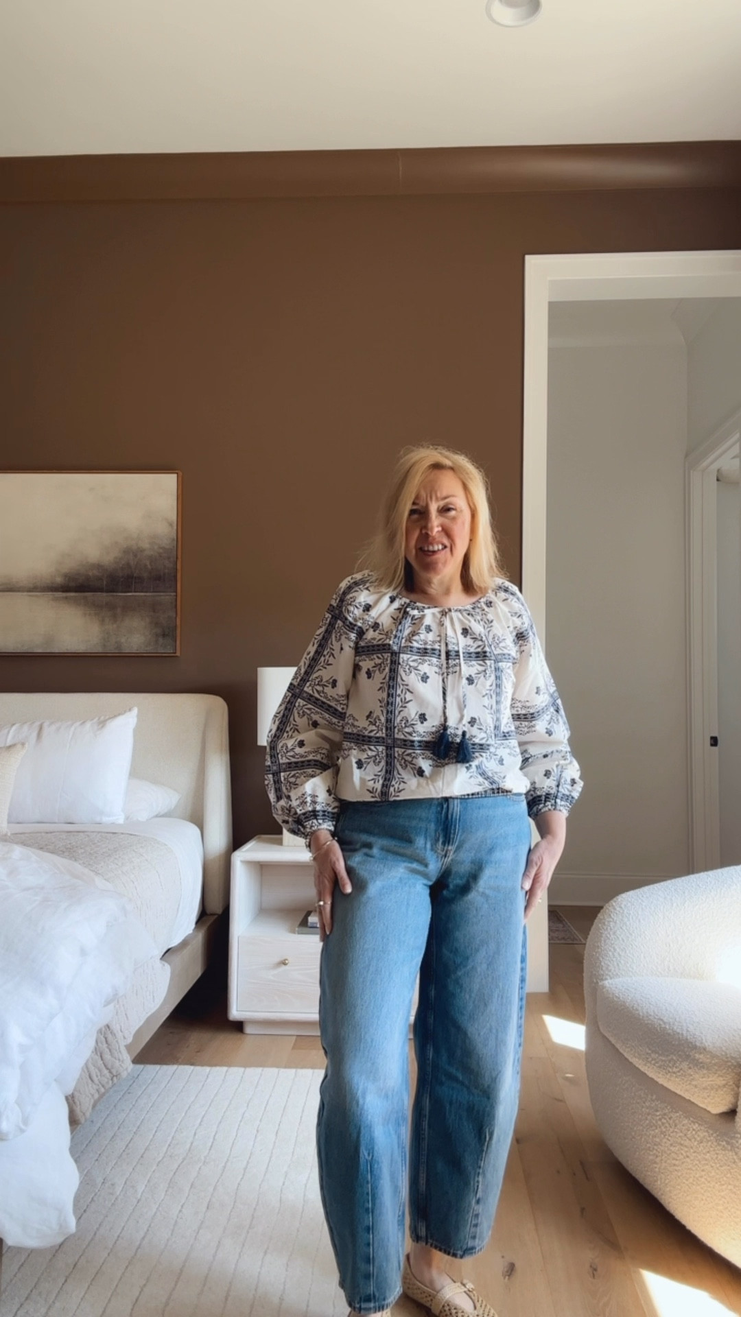 Pretty spring summer blouse and the best barrel jeans
@Target 

#LTKMidsize #LTKOver40 #LTKgrwm