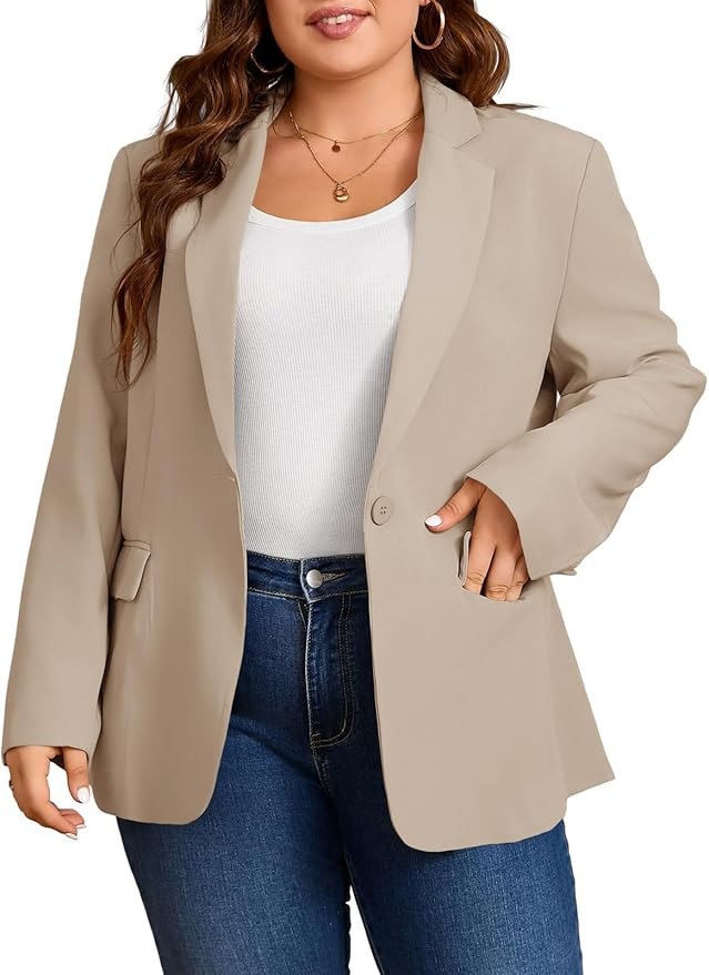 Cicy Bell Womens Plus Size Casual Blazers Lapel Long Sleeve Work Office Suit Jackets Open Front C... | Amazon (US)