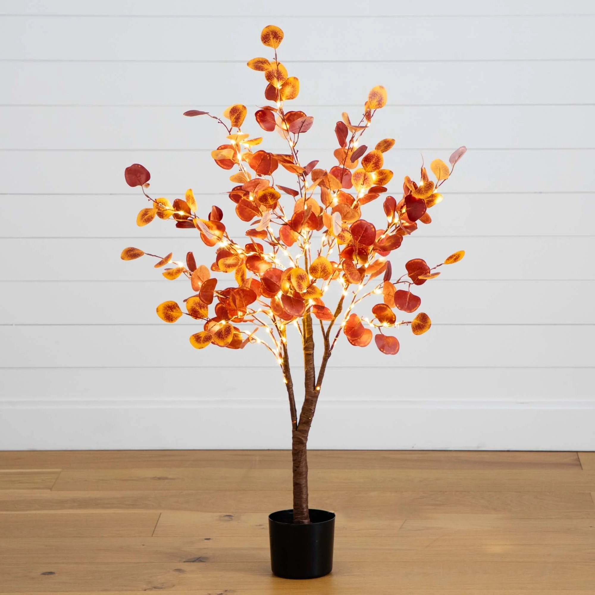 4’ Pre-Lit Autumn Eucalyptus Artificial Fall Tree with 160 Warm White LED Lights | Nearly Natur... | Nearly Natural